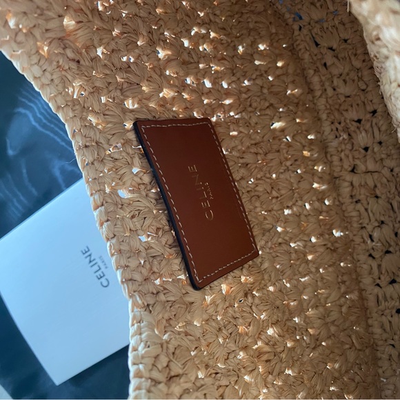 CELINE CLASSIC PANIER HOBO BAG IN RAFFIA AND CALFSKIN WICKER TAN STRAW SUMMER - Picture 14 of 14